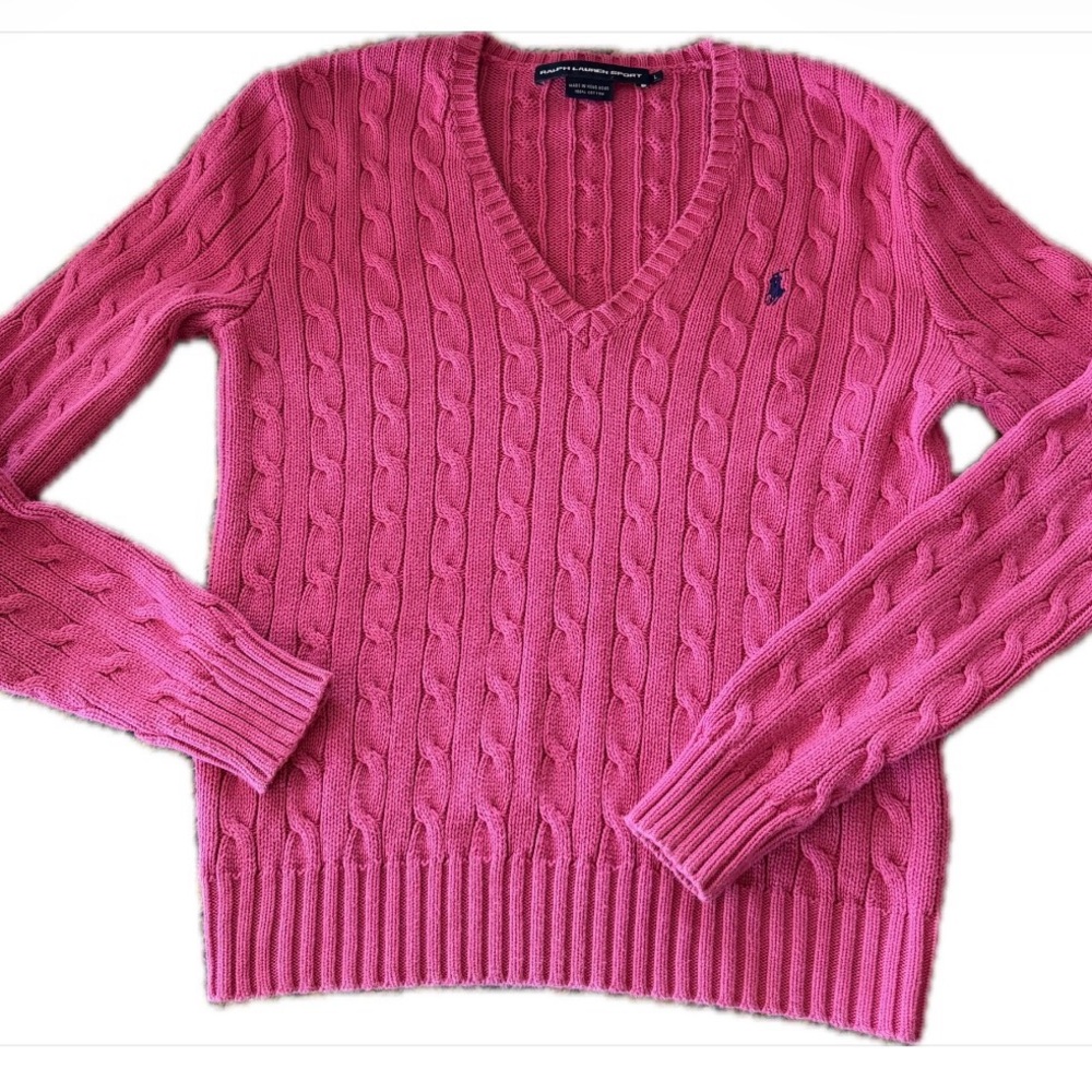 Polo by Ralph Lauren Pink V-Neck Sweater